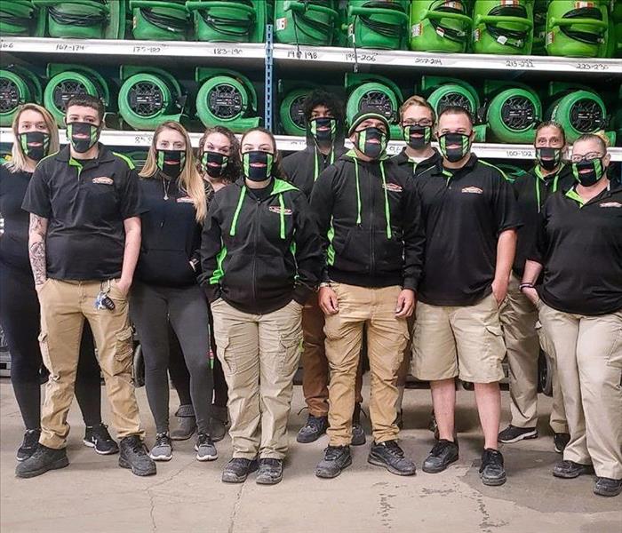 Crew wearing SERVPRO masks.